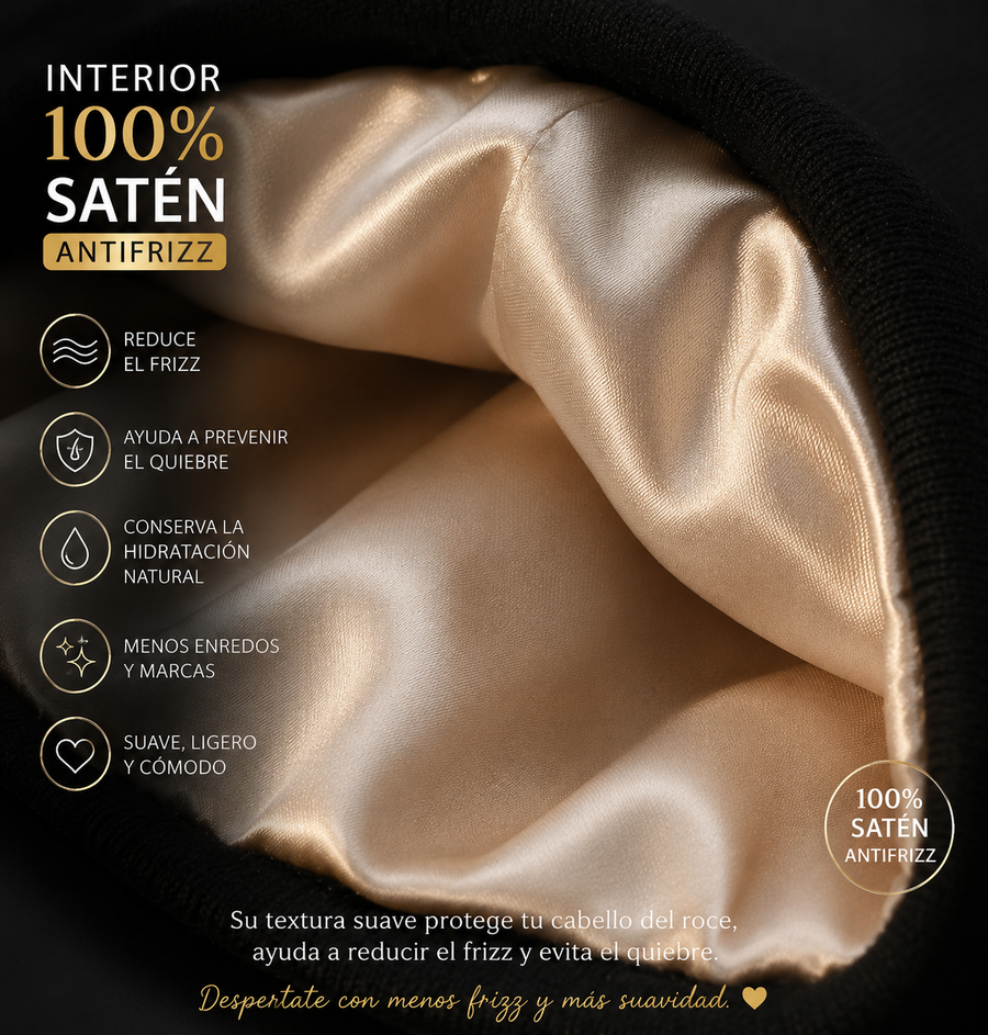 Beanie Anti-Frizz — Interior de Satén